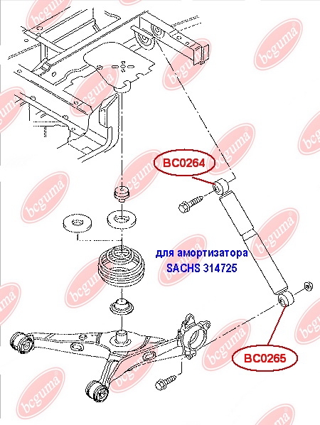 Втулка заднього амортизатора, верхня (для амортизатора SACHS 314725)